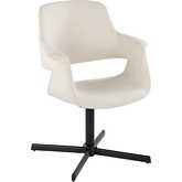 Vintage Flair Swivel Accent Chair with X pedestal Base in Black Metal & Cream Fabric